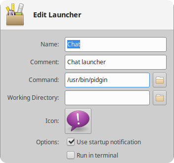 Edit panel launcher