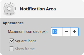 Notification area plugin properties